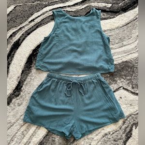 Blue Top/Shorts Set